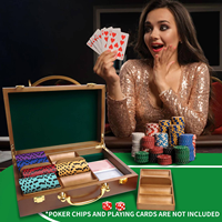 Boîte de rangement pour jetons de poker en bois de qualité supérieure avec 5 plateaux, capacité de 500 jetons, pour soirées casino et accessoires de jeu de poker à domicile