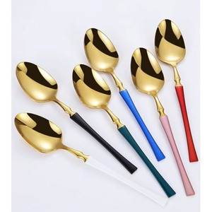 Stainless Steel Set Of 5 Flatware Ideal Kitchenware <b>Tabletop</b> Gifting Home Silver Color Plated Cutlery Handprinted Design Handle - Product Image 6