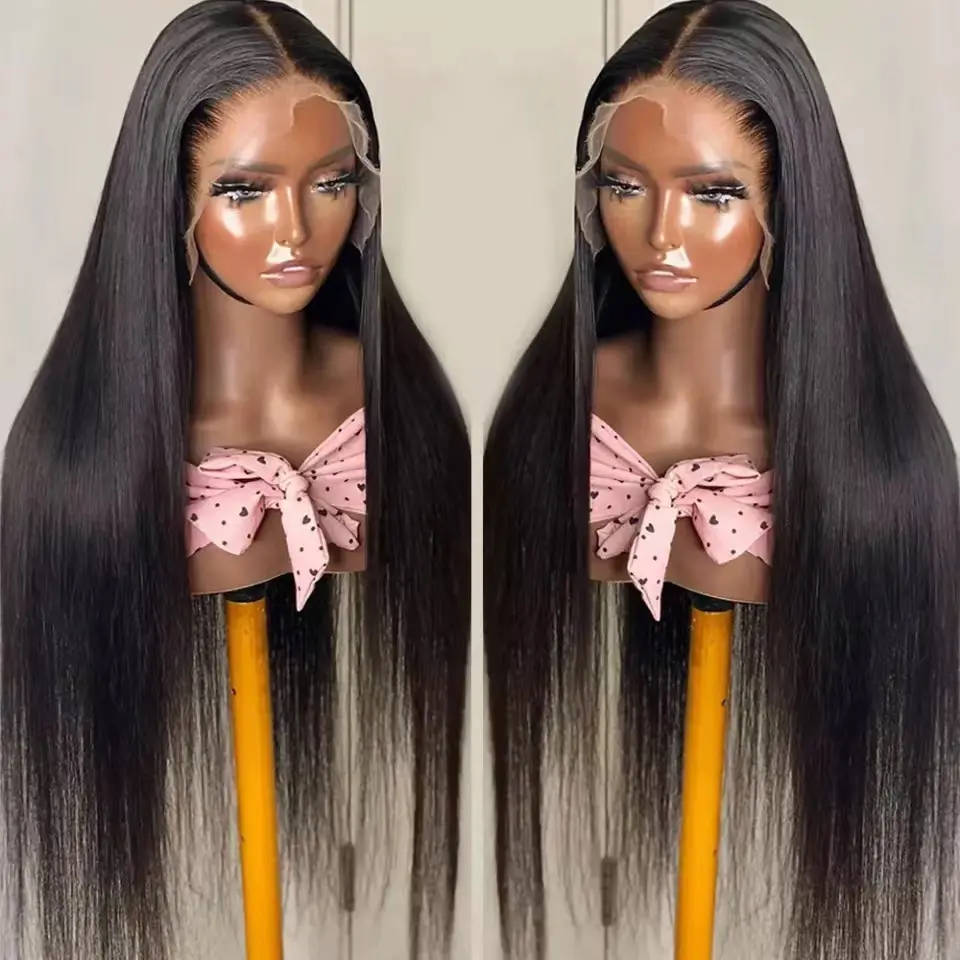 Wig renda HD penuh tanpa lem wig depan renda manusia highlight rambut Brasil Virgin wig Frontal lurus rambut manusia India