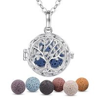 Diffuseur d'huiles essentielles Harmony Ball, chaîne en bambou, pendentif arbre de vie pour femme, boule en pierre de lave, locket romantique