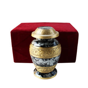 Urnas de cremación funeraria de Material metálico de latón de Calidad exclusiva, urna de cremación de diseño moderno para recuerdo de cenizas funerarias humanas adultas - Product Image 1