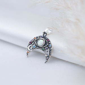 Moon Design Opal Stone 925 Sterling Silver Charm Wholesale Handmade Turkish Fine Jewelry - Product Image 4