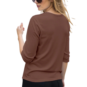 Women's <b>Cute</b> Casual Three Quarter Sleeve Tops Soft Stretchy Knit Crew Neck Loose Fit Breathable Quick Dry Everyday Fashion <b>Shirt</b> - Product Image 2