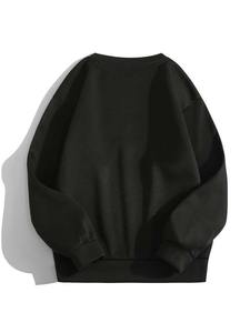 Round Neck Plain <b>Fleece</b> Sweatshirt Black - Product Image 2