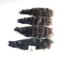 Vente en gros 100% naturel noir indien brut faisceau traité chimiquement cuticule alignée vague profonde Remy cheveux humains droits - Product Image 3