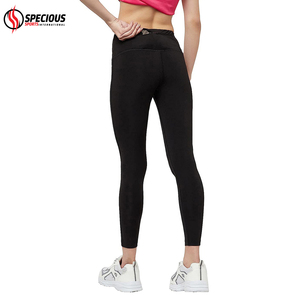 Leggings de yoga taille haute pour femmes, sans couture, en Spandex/Polyester, extensibles dans quatre directions, respirants, gaufrés, unis, évasés, design personnalisé - Product Image 2