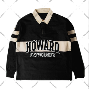 Howard University Rugby Shirt | Unisex HBCU Long Sleeve <b>Polo</b> | Striped Collegiate <b>Top</b> | Alumni & Student Streetwear - Product Image 1