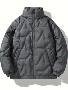 Nouvelle veste bomber d'hiver pour homme OEM personnalisée, tissu en toile, col montant, teinture unie, style décontracté, logo frontal, respirante - Product Image 3