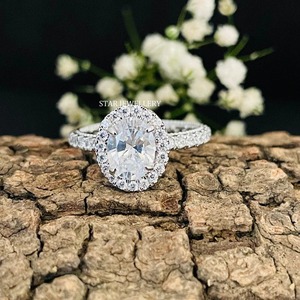 Bague de fiançailles solitaire en or blanc massif 14 carats avec diamant ovale de 1 carat cultivé en laboratoire CVD, certifiée IGI, luxe - Product Image 4