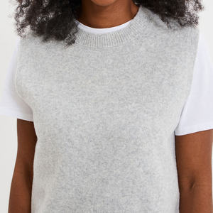 เสื้อสเวตเตอร์ถักแขนกุดสำหรับผู้หญิงคอกลมเสื้อแฟชั่นลำลองนุ่มอบอุ่นระบายอากาศได้ดีสำหรับฤดูหนาว - Product Image 4