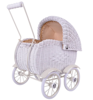 Marche-bébé en rotin tressé artisanal, poussette en rotin pour poupée, chariot, panier, berceau, vente en gros