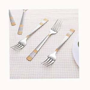 New Customize Silver Matte Polished Flatware Food Elegant Stainless Steel Rectangular <b>Gold</b> Designer Handle Flatware Cutlery - Product Image 1