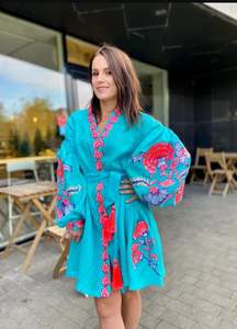 2025 nouveau été femmes meilleure robe vacances meilleure broderie ukrainienne longue plage Maxi soirée robe de soirée manches longues naturel - Product Image 2