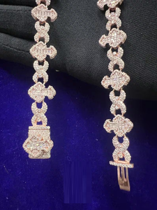 Colgante de Cadena con Eslabones de Flor en Plata 925 con Diamantes de Moissanita, Diseño de Lujo Hip Hop, para Hombre y Mujer, Regalo - Product Image 2