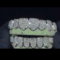 Grillz dentaire personnalisé pour homme, style Hip Hop, en argent 925 plaqué rhodium, certifié IGI, avec Moissanite couleur D VVS, 4 dents supérieures et 4 dents inférieures