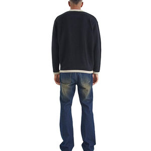 Mode hommes à manches longues pour polos solide rayé col rabattu Polos avec bouton décontracté tricoté tissu - Product Image 6