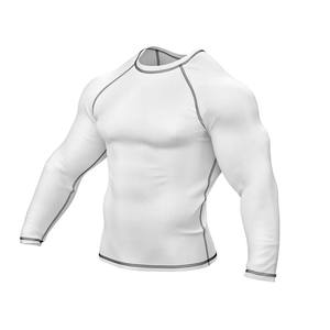 Rashguard de compression blanc simple et unique pour hommes, en gros - Product Image 3