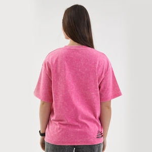 T-shirt tricoté à épaules tombantes 100% coton pour femmes en gros T-shirt décontracté surdimensionné imprimé graphique personnalisé Streetwear - Product Image 5