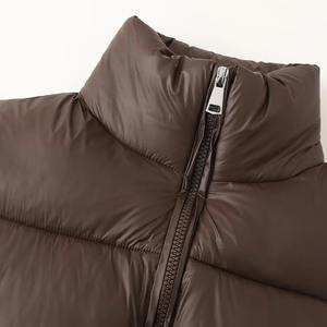 Parkas chauds d'hiver pour femmes veste bouffante rembourrée à manches longues avec manteaux à capuche mi-longs de couleur unie - Product Image 3