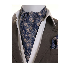 Conjunto de pañuelo, chal y corbatín con estampado paisley azul marino y mostaza para hombre, ideal para novios. - Product Image 2