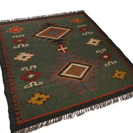 I più venduti tappeti in juta Kilim di lana fatti a mano Designer ricamati con motivi geometrici per il soggiorno dell'hotel domestico