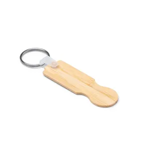 Portachiavi Personalizzato in Bambù a Forma di Dipladenia, Gadget Promozionale Personalizzabile con Moschettone - Product Image 4