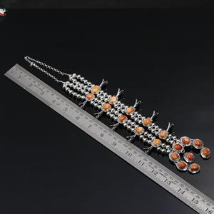 Lujoso 925 Plata de Ley sólida Forma ovalada natural Ostra naranja Piedras preciosas semipreciosas Collar con colgante de diseñador hecho a mano - Product Image 4