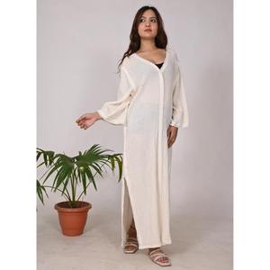 Vestido de muselina de algodón para mujer Vestido largo de doble capa Ligero y elegante Ropa de fiesta Estilo de diseñador para ocasiones especiales - Product Image 2