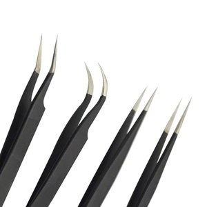 Pinzas de volumen de etiqueta privada Punta de fibra pinzas de Punta inclinada de acero inoxidable Pinzas de extensión de pestañas de volumen - Product Image 6