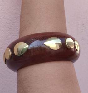 Sheesham Wood Bangles For Women And <b>Girls</b> With Brass Charms And Special Coating For Long Life Traditional Indo Western Indian - Product Image 1