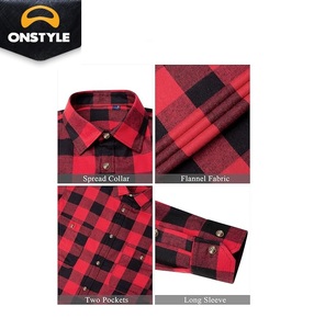 Venta al por mayor de camisas casuales de manga larga Slim Fit Plaid Button-up para hombre 100% algodón cepillado tela de rayas pesadas de talla grande disponible - Product Image 3