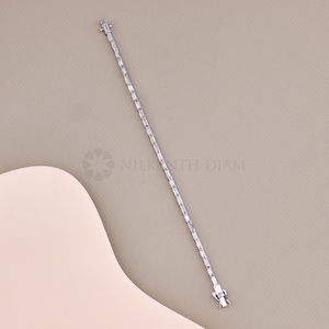 Elegante 4.0Ct Straight Baguette Lab Grown Diamond Tennis Bracelet en 10K 14K 18K Solid Gold Line Diamond Bracelet Regalo para ella - Product Image 3