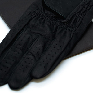 Nouvelle couleur noire pas cher prix haute qualité logo personnalisé conception personnalisée doigt complet en cuir véritable gants de golf en peau de mouton - Product Image 5