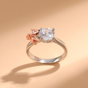 แหวนเงินสเตอร์ลิงทรงกลมวินเทจ Jeulia Hug Me Baby Fox ประดับด้วยพลอยธรรมชาติ - Product Image 5
