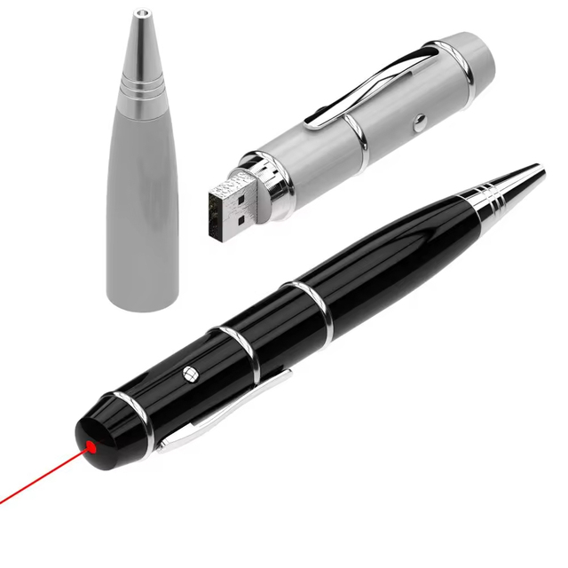 Promotional USB Promotional Ball Pen Shape USB Flash Drive with Laser Pointer | Engraved Logo USB Pen Drive