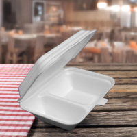 Boîte à lunch rectangulaire en mousse PS écologique jetable non toxique pour vente en gros, conteneur alimentaire à clapet pour plats à emporter, bac de rangement