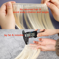 Cheveux russes blonds Remy, double trame machine, invisibles, teints en couleurs plus foncées, ondulation naturelle profonde, extensions européennes à bandes adhésives