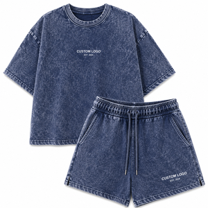 Women's 2 Piece Shorts <b>Set</b> Solid Cotton Casual Loose Fit Crew Neck Short Sleeve Washed Drawstring Knee Streetwear Quick Dry - Product Image 3