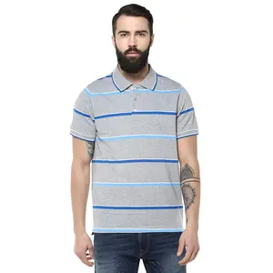 New Arrival 2023 Men's Classic Slim Fit Customized Striped Short Sleeve Dual Tipped Collar Polo Shirt From Bangladesh