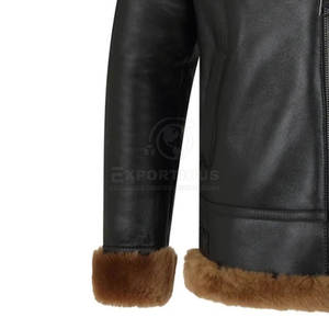 Veste d'hiver pour homme en peau de mouton de haute qualité, respirante, légère, écologique, avec logo sur le devant et doublure en laine - Product Image 5