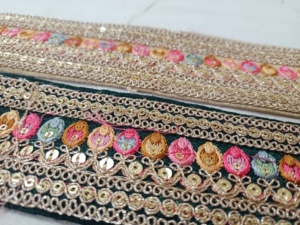 Custom Made Machine Embroidered <b>Ribbons</b> & <b>Laces</b> in Various Designs & Colours for Wedding Dresses in 2 Colour Options - Product Image 4