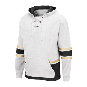 Sweat à capuche unique pas cher personnalisé sweat à capuche de hockey sur glace de l'équipe en sergé avec capuche maillot de hockey à lacets - Product Image 1