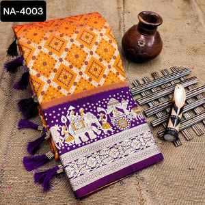 Saree de mariée lourd broderie indienne pakistanaise Salwar Kameez coton Saree pur Jacquard soie Saree avec Weading Border Work - Product Image 2