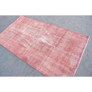 Vintage Rug, 3.6x6.4 ft Turkish Rug, <b>Red</b> Floral <b>Wool</b> Rug - Product Image 1