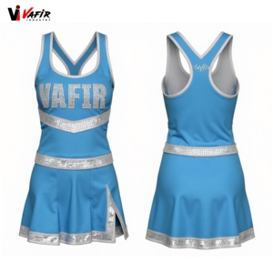 Uniformes de pom-pom girls en polyester, spandex, tenue de compétition à impression numérique, couleur personnalisable, vente en gros - Product Image 3