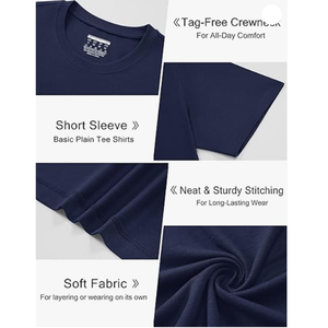 Camiseta 100% algodón personalizada con ajuste cómodo suave al tacto y patrón sólido para ropa informal al aire libre Impresión de logotipo frontal - Product Image 3