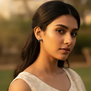 Pendientes de Plata de Ley 925 con Zafiro de Corte Cuadrado y Diamante de Corte Esmeralda, Chapados en Oro Rosa, Estilo Moderno, Joyería de Oro - Product Image 2