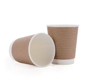 세계 넓은 공급 350 ml 양 잔물결 벽 12 Oz 수용량 좋은 가격에 차 & 커피를 위한 백색 색깔 재상할 수 있는 종이컵