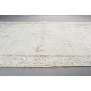 พรมวินเทจสไตล์ตุรกี ขนาด 5.5x9.3 ฟุต พรมขนาดใหญ่ สีขาวน้ำตาล พรมขนสัตว์แท้ - Product Image 3