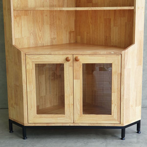 Mueble de Esquina de Diseño Minimalista 70x70x140cm de Madera de Caucho con Patas de Hierro KGT68023 - Product Image 3